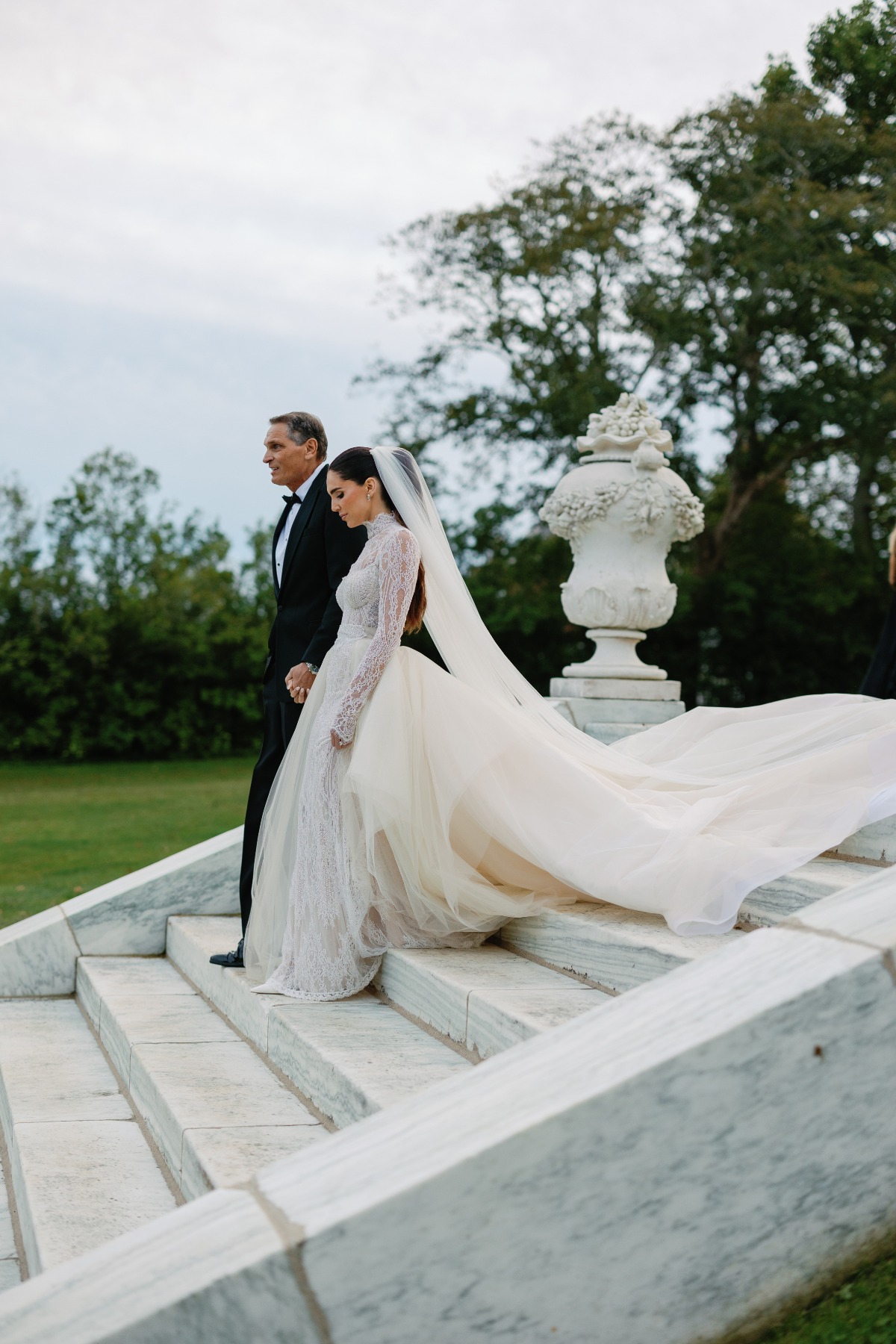 three-piece custom wedding gown with removable ballgown