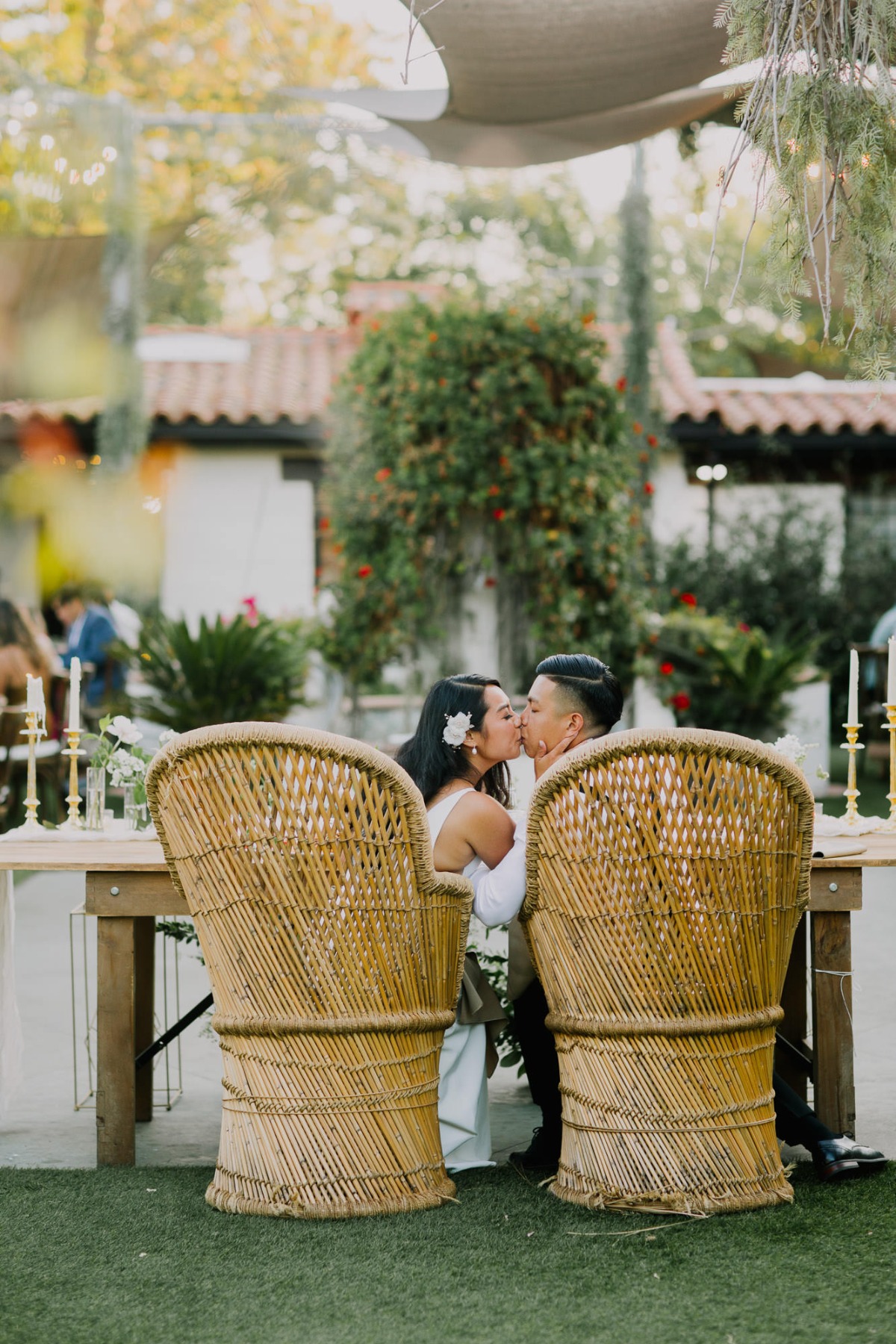 peacock chairs for couple at sweetheart table