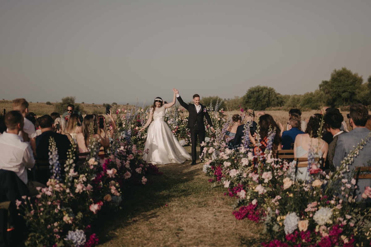 wedding ceremony in a field