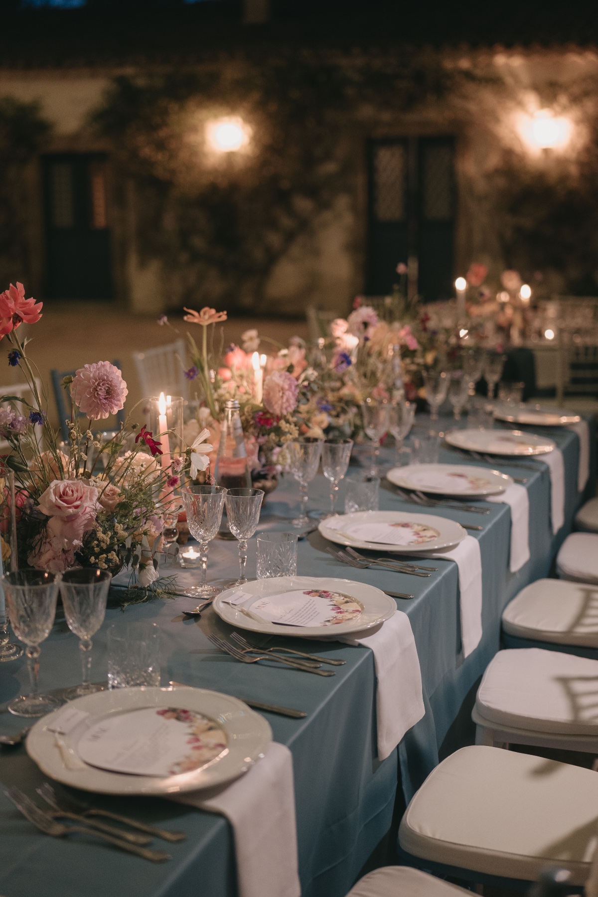 blue tablecloth