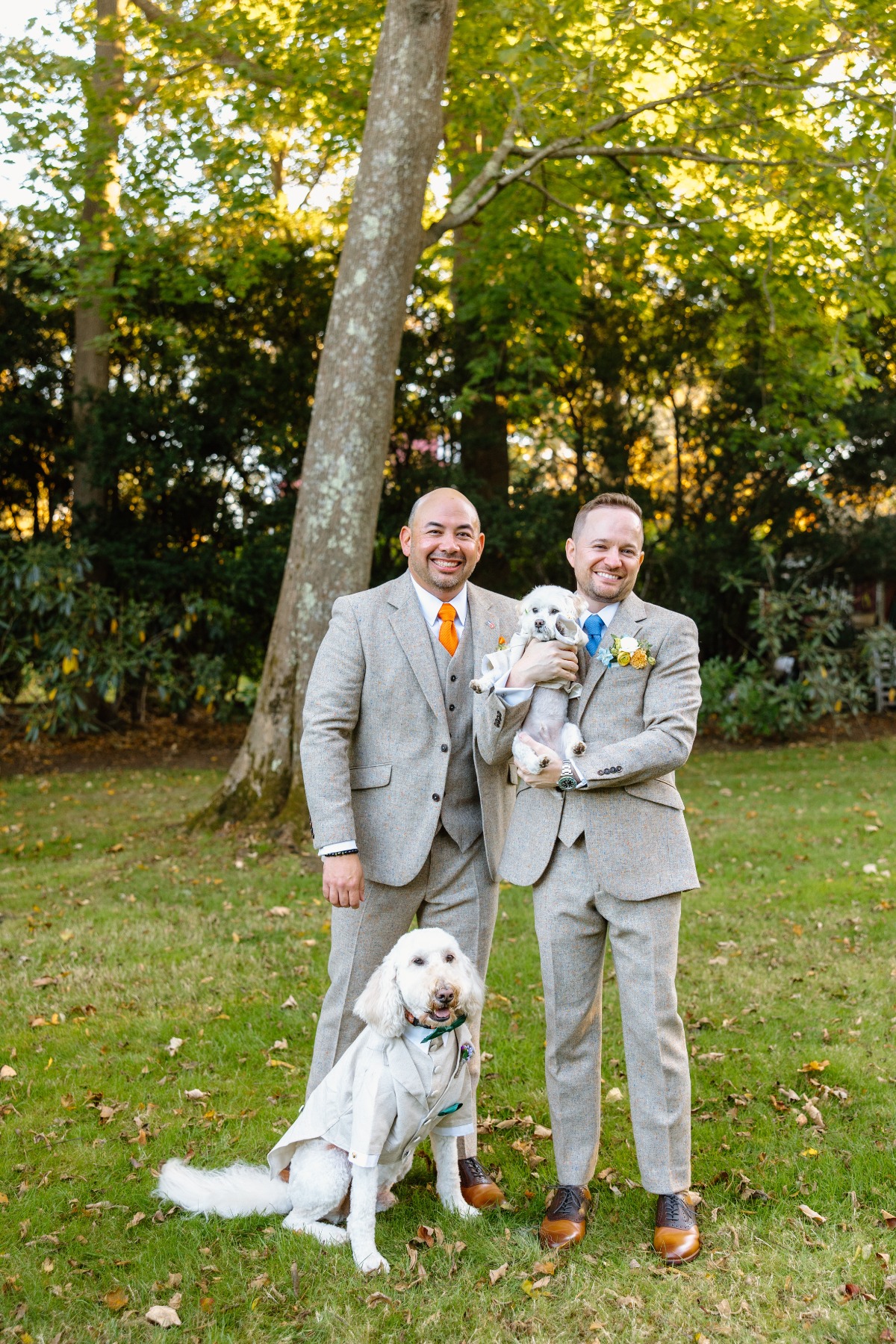 same sex wedding inspiration in newport with dogs