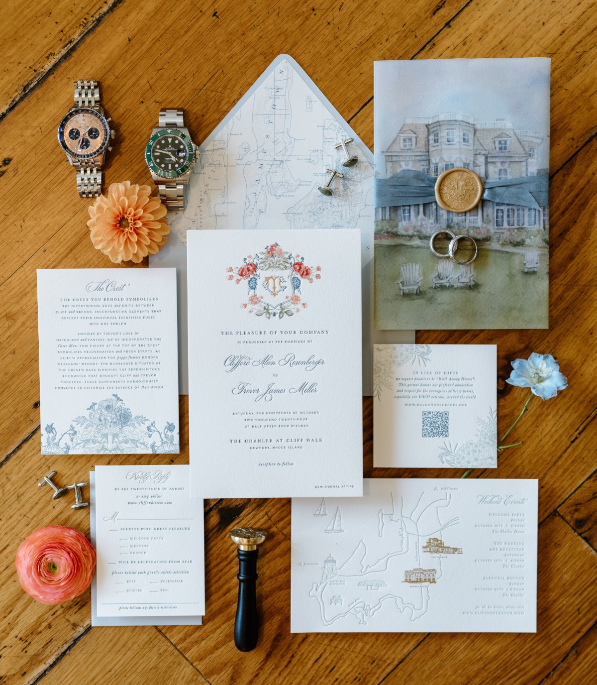 custom painted newport wedding invitations