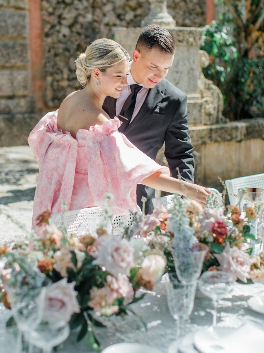 An Italian-Inspired affair in miami with a show-stopping pink dress