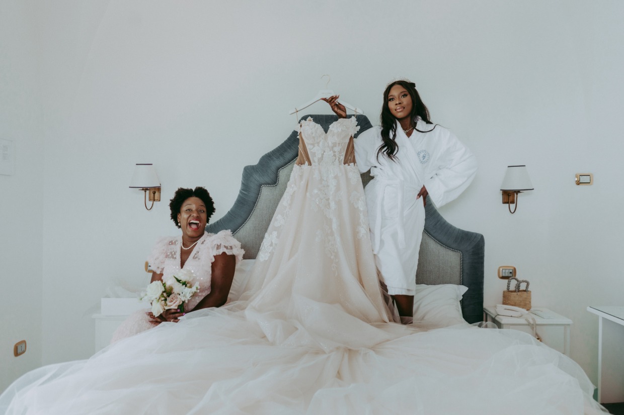 bride getting ready in galia lahav euphoria gown