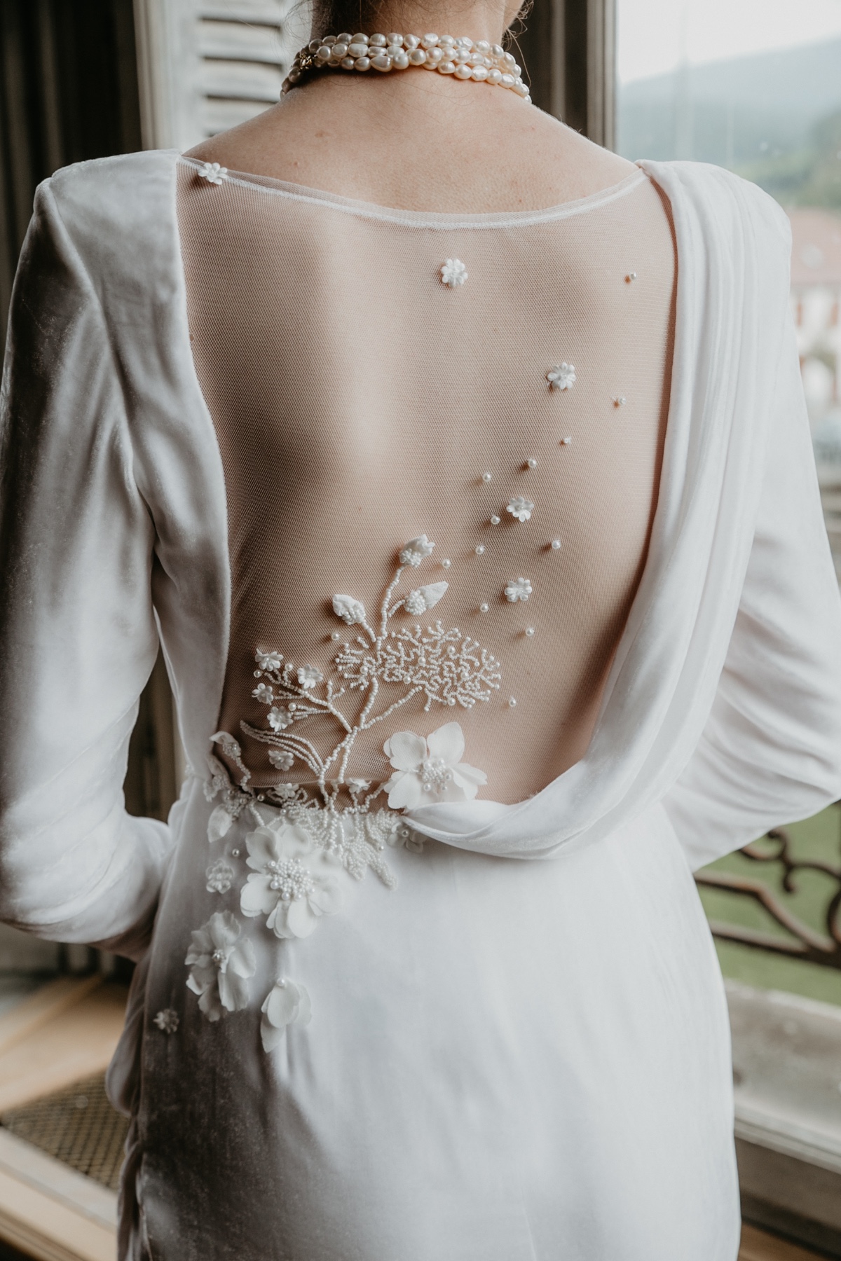 detailed wedding dress of back