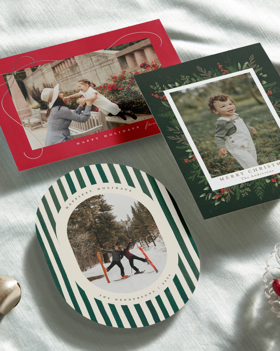 mounted photo holiday cards from minted