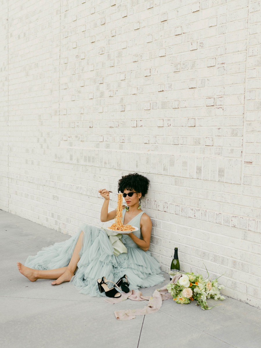 A sage green and tomato-inspired shoot for elegantly edgy brides