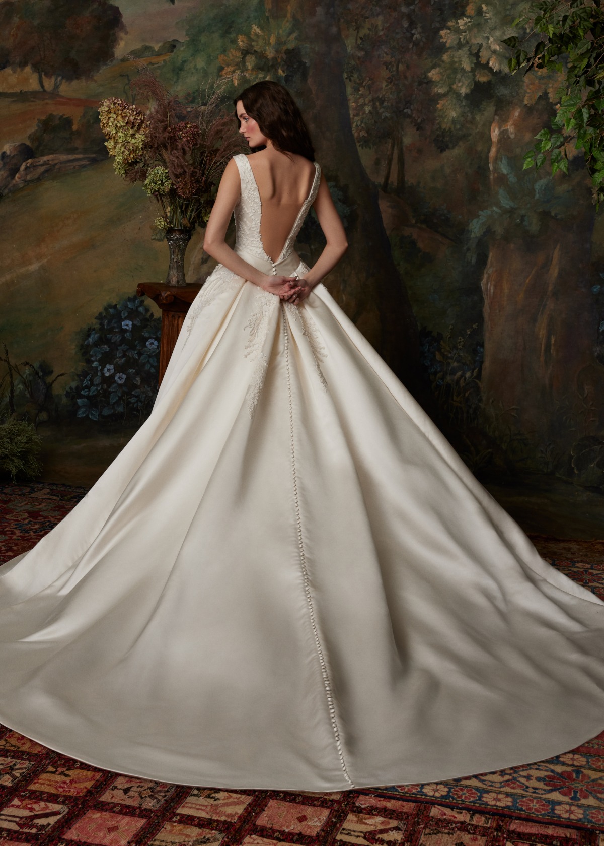 back of wedding ball gown