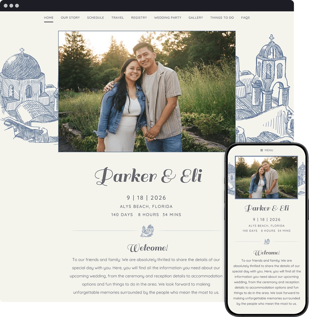 santorini wedding website by lovebird