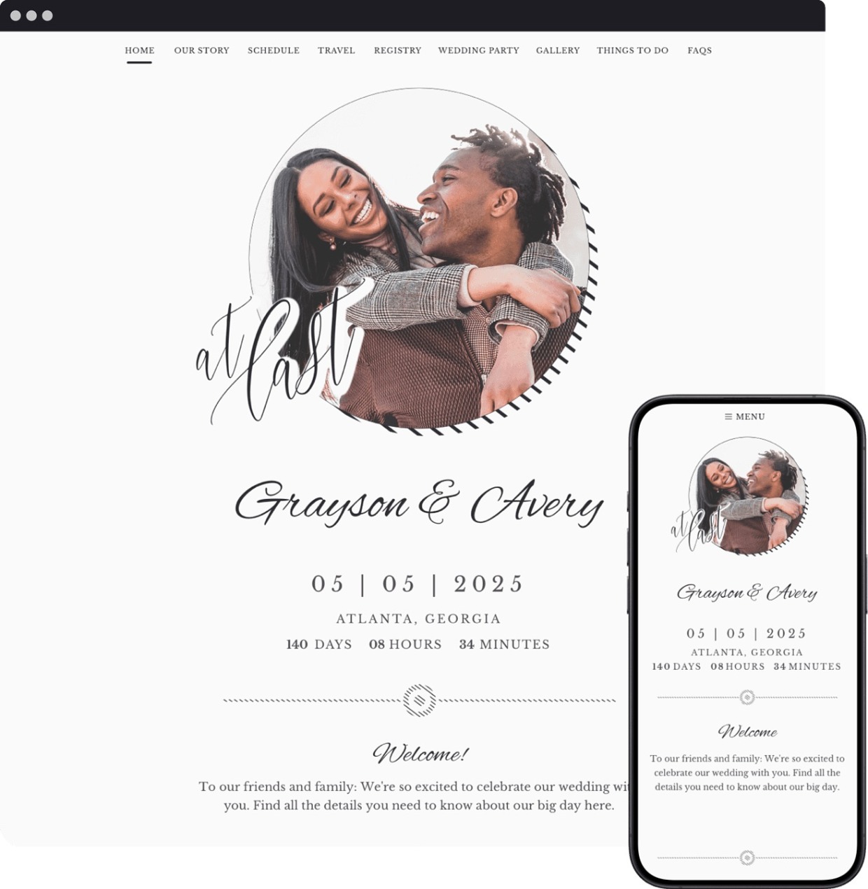 monochromatic wedding website by lovebird