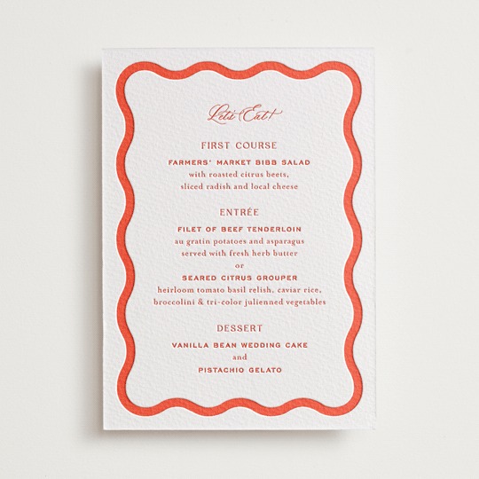 pressed wedding menu from Minted