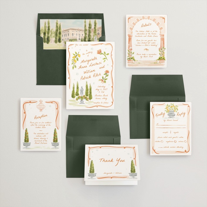 hand drawn wedding invitation suite from Minted