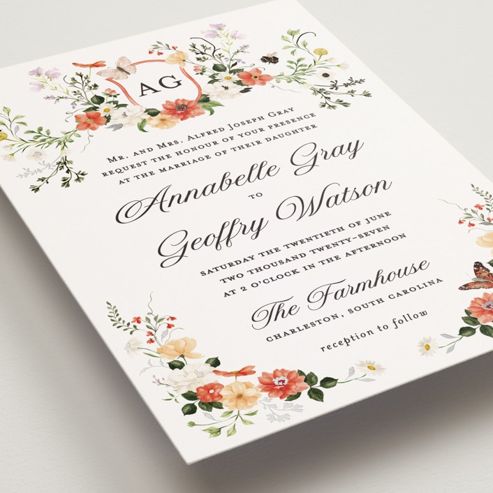 timeless floral wedding invitation suite from Minted