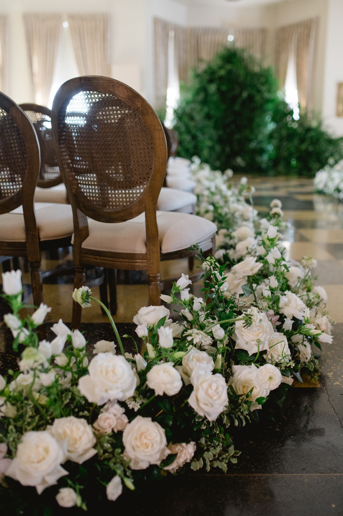 Wedding Aisle With White Roses