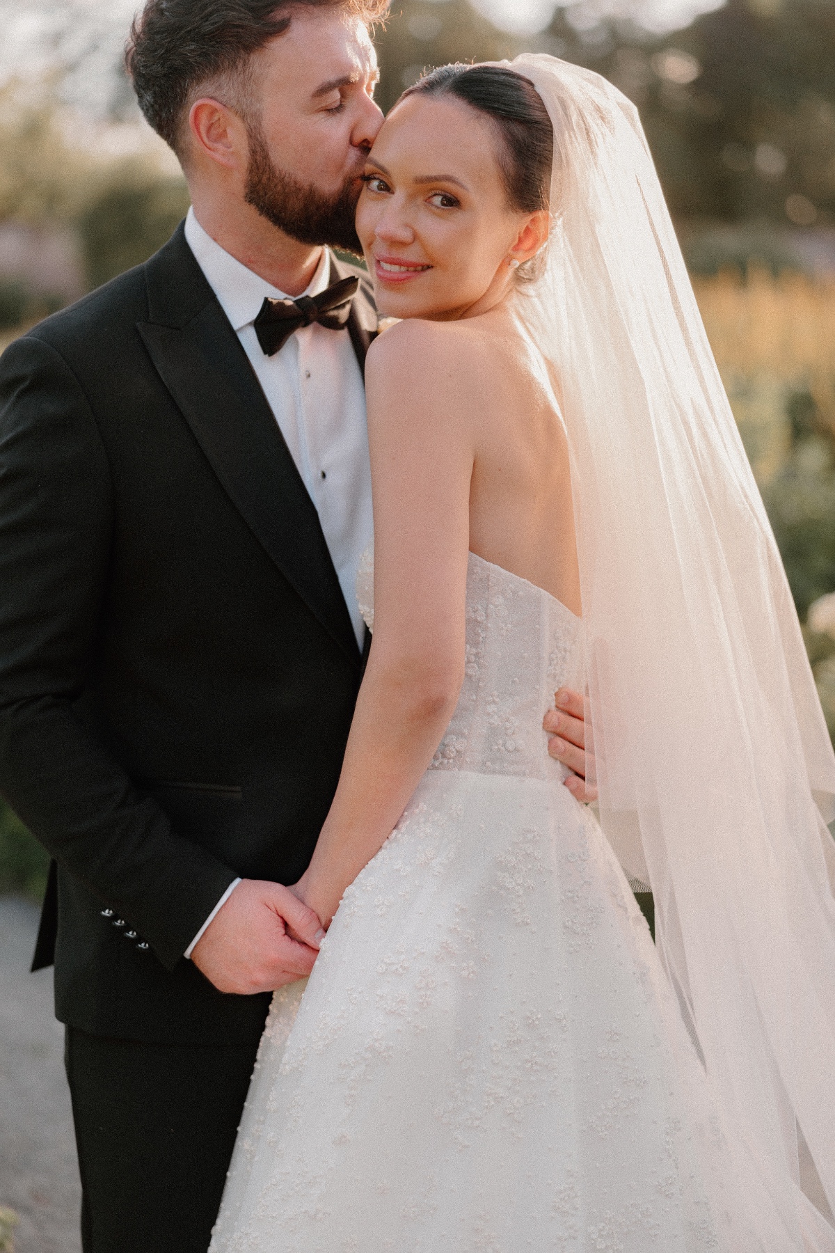 lace wedding gown with veil