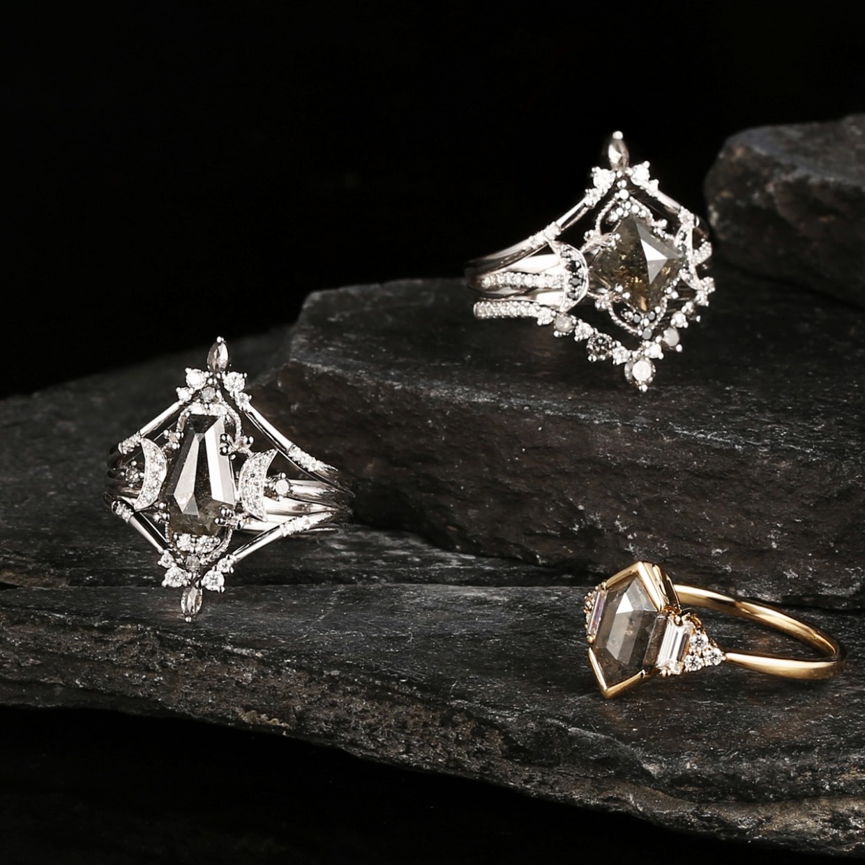 art deco inspired engagement rings by starlandus