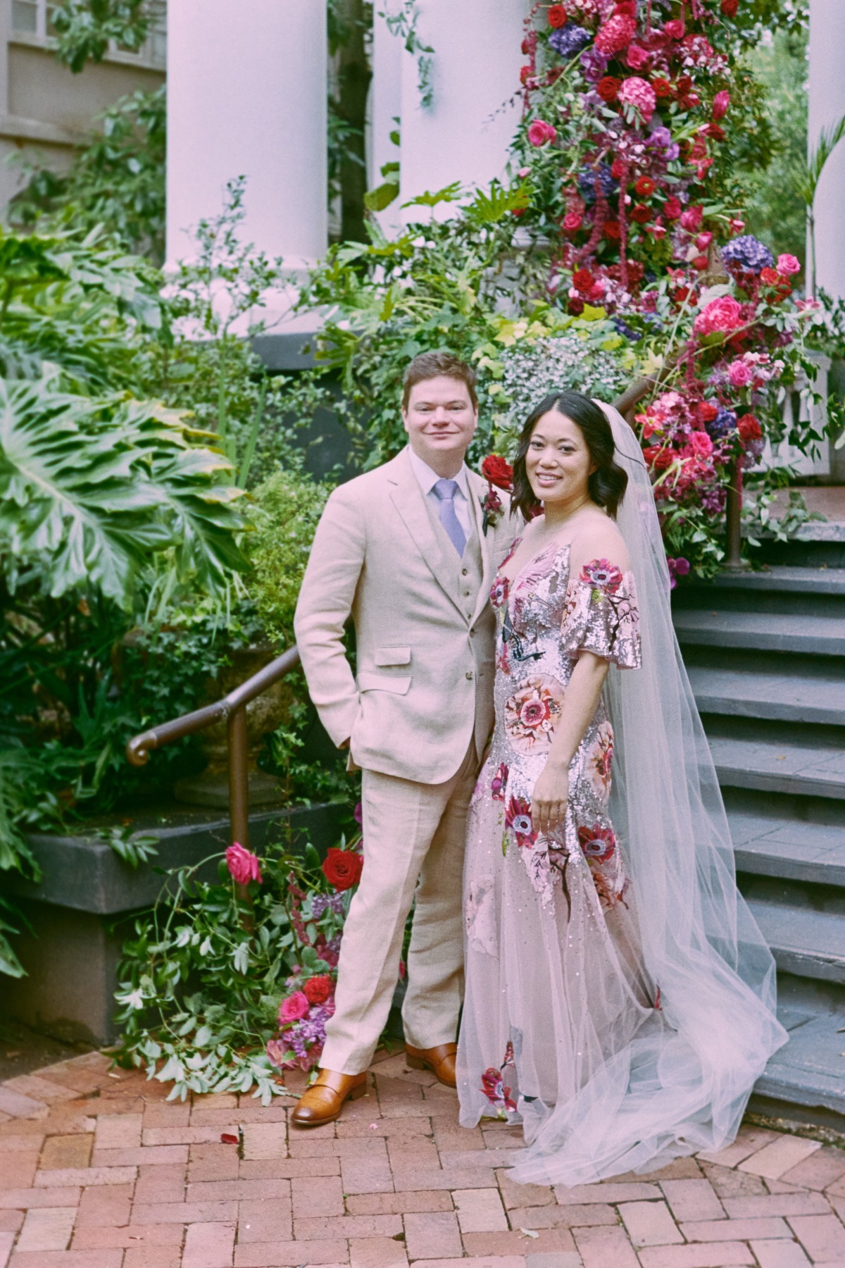 pink sequin wedding gown