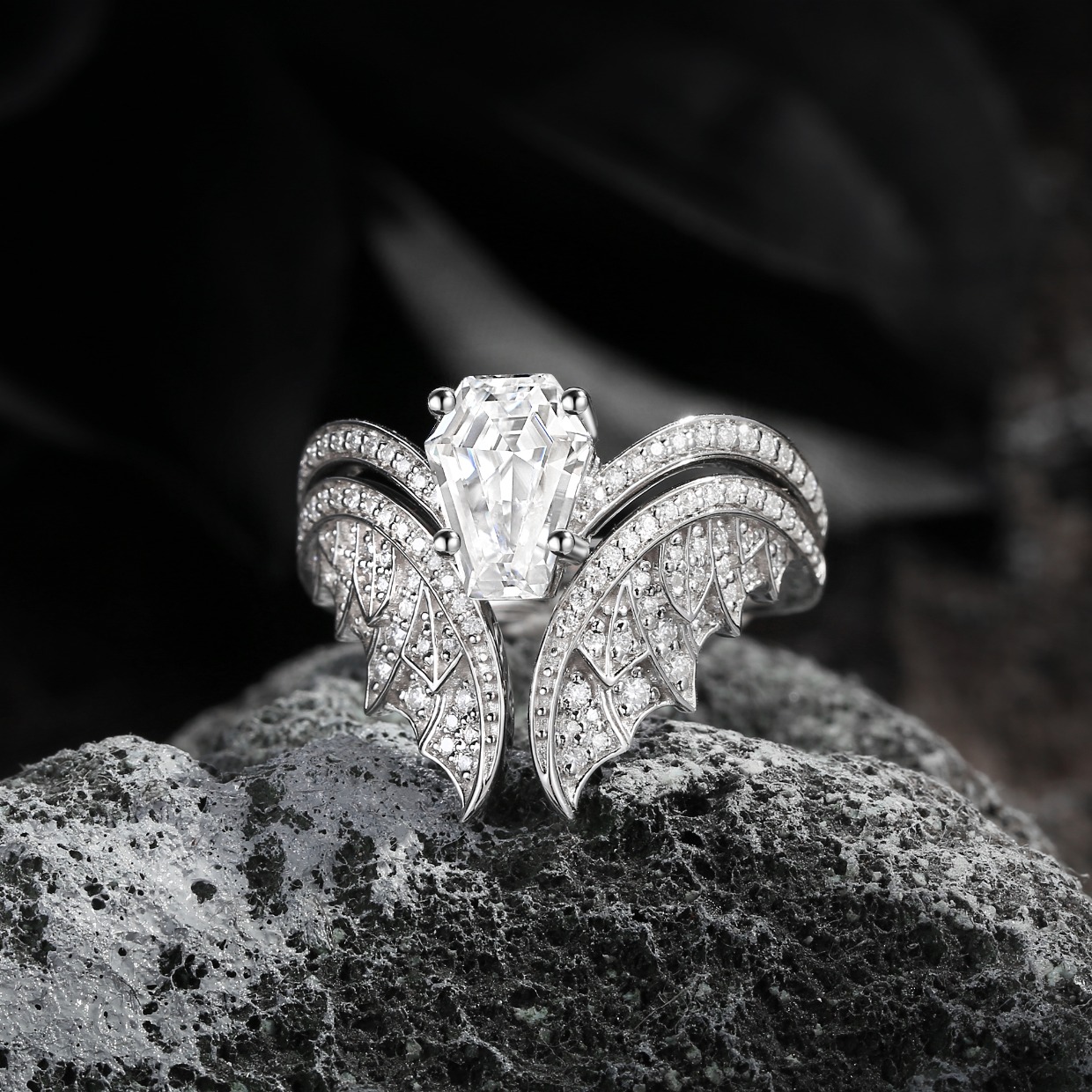 vampire inspired coffin cut engagement ring by starlandus