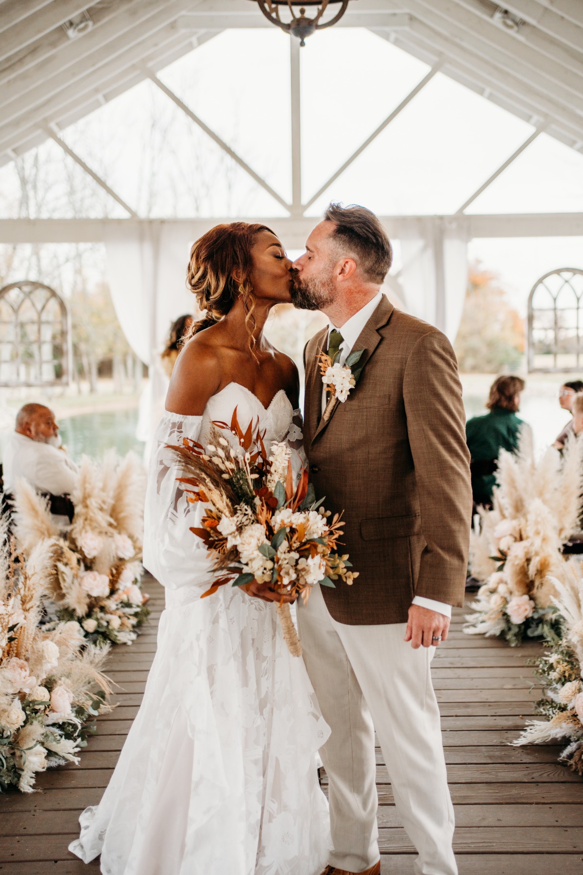 Bride and Groom First Kiss