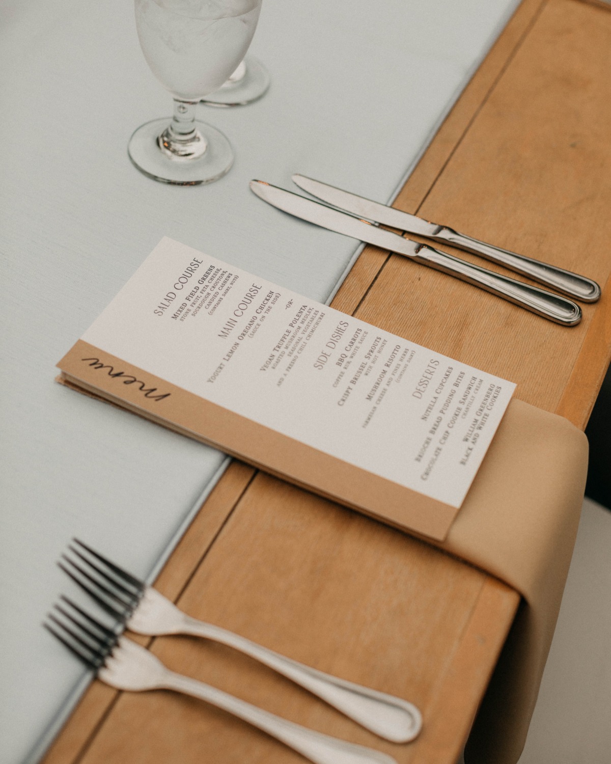 Modern Wedding Place Setting Menu