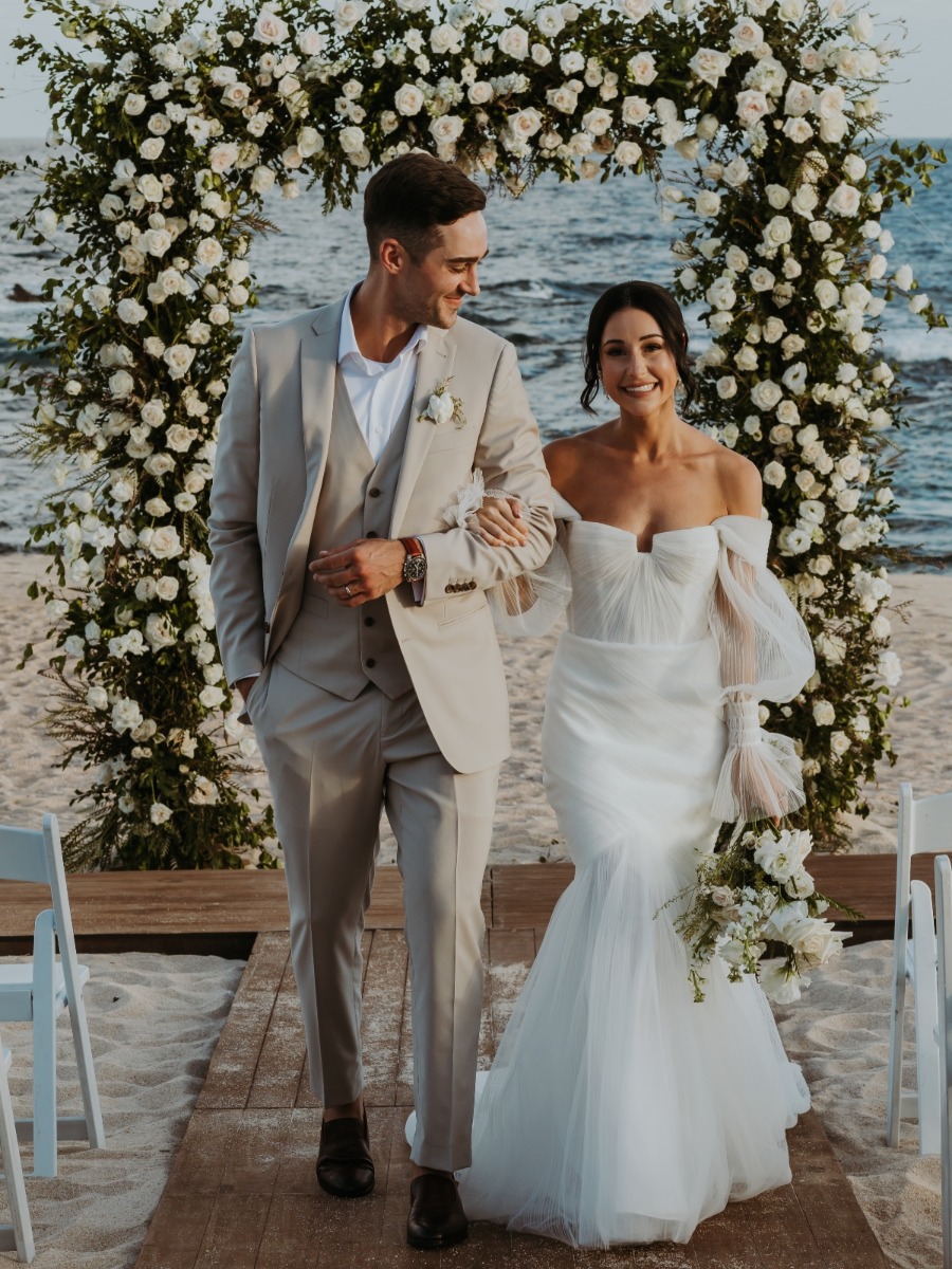 Los Cabos garden-themed wedding on the beach but off the sand