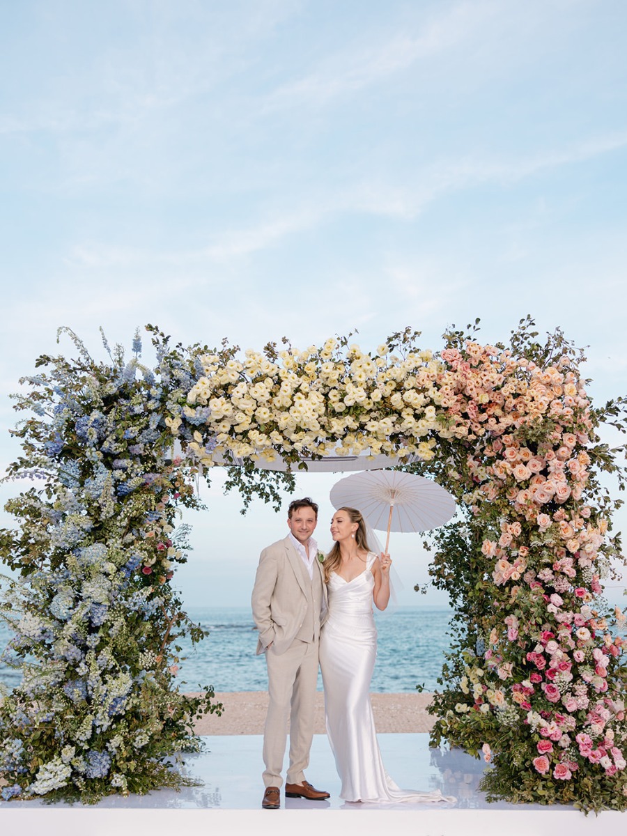 This perfectly pastel wedding went from the courthouse to Los Cabos